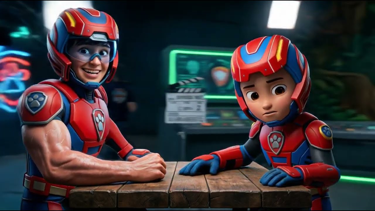 PAW PATROL: MIGHTY PUPS Arm Wrestling Match in REAL LIFE 🎵 (Chase, Marshall, Skye, Rocky & More)