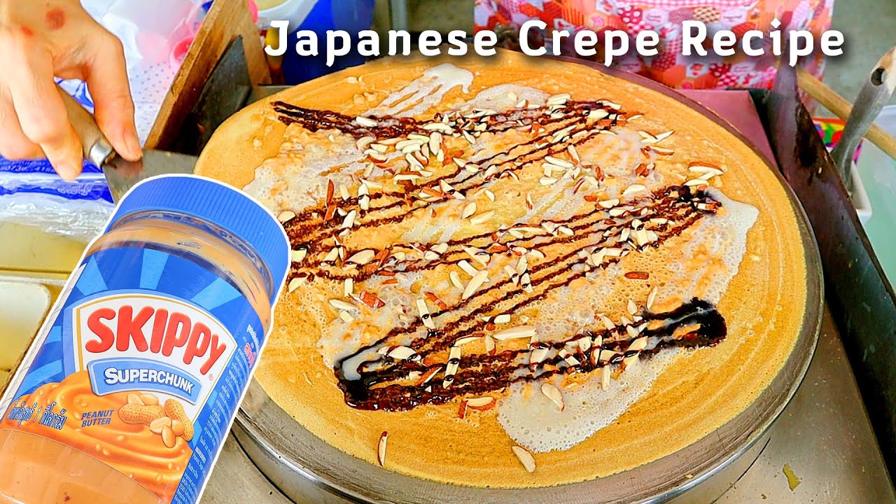 Japanese Crepe Recipe Skippy Super Chunk Peanut Butter Almond seeds.クレープ