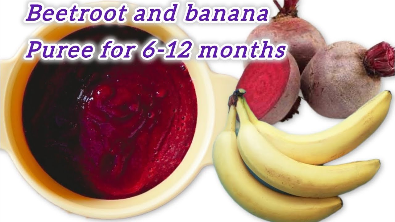 Puree for baby// beetroot and banana puree for 6-12 months babies// homemade puree