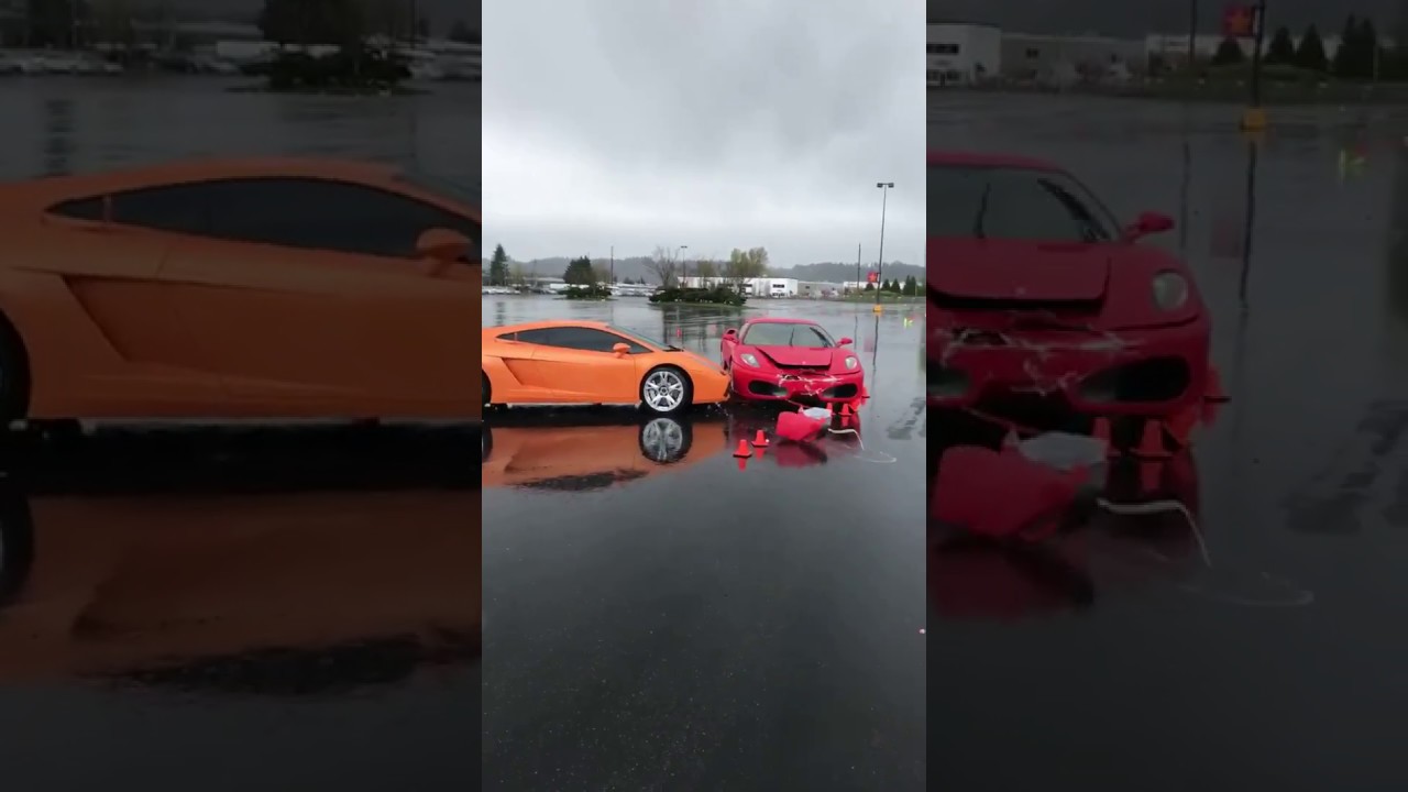 FERRARI crashes into LAMBORGHINI
