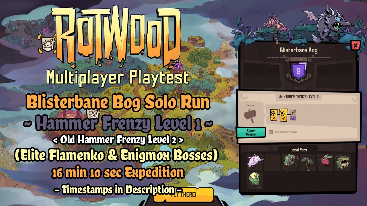 Rotwood Multiplayer Stress Test - Blisterbane Bog [Hammer Frenzy Level 1] Solo Run (Enigmox Boss)
