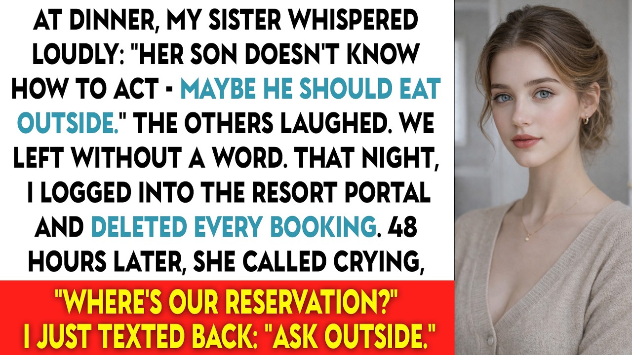 At Dinner, My Sister Whispered Loudly “Her Son Doesn’t Know How To Act — Maybe He Should Eat OUTSIDE