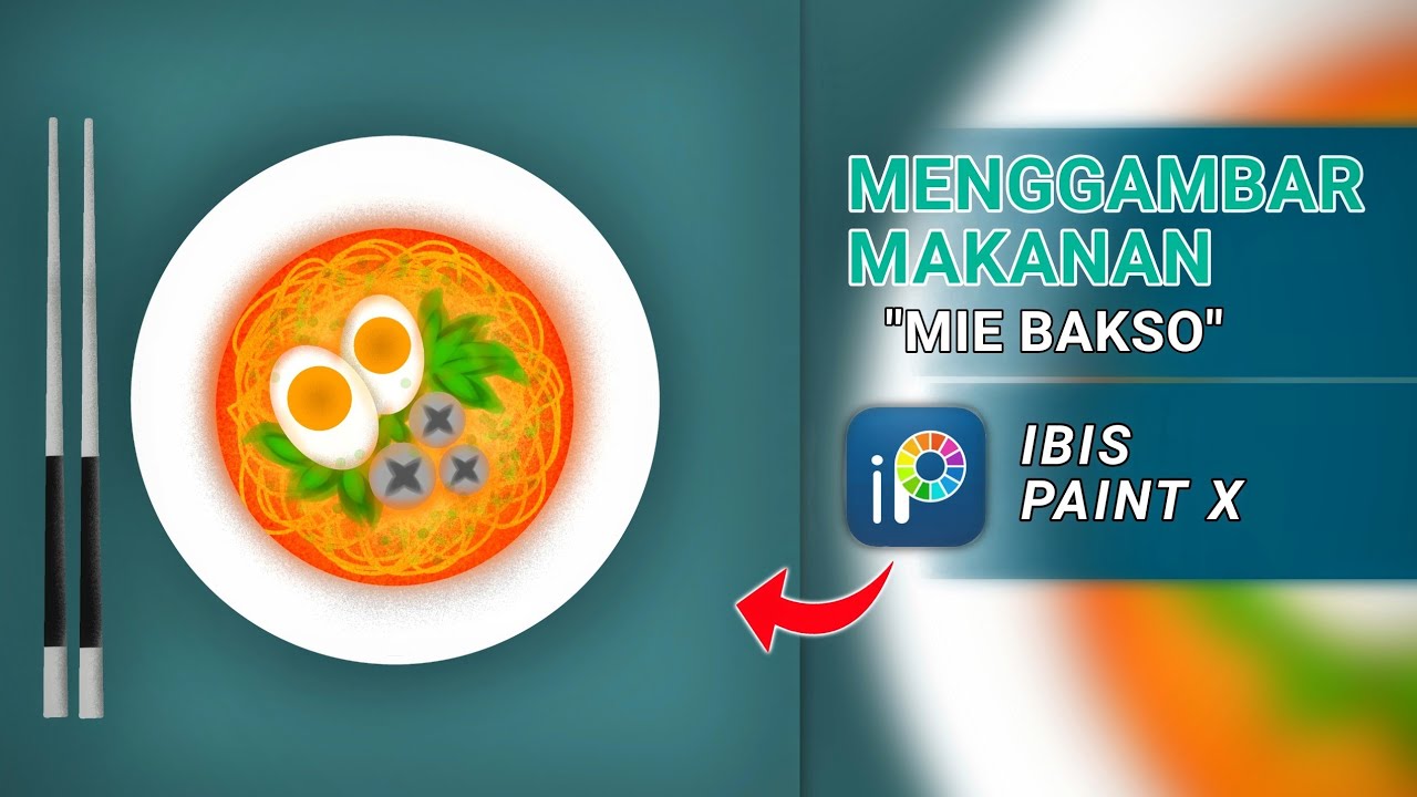 Menggambar Makanan Mie Bakso di Ibis Paint X