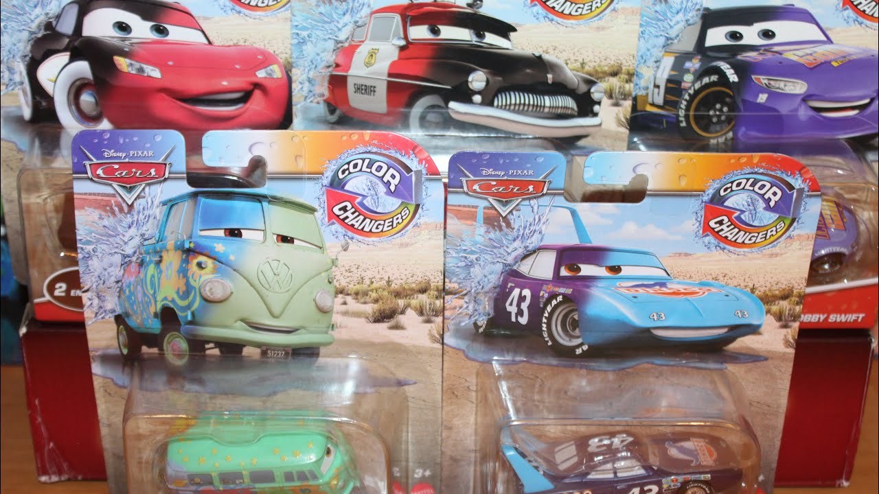 Mattel Disney Cars 2021 Color Changers Распаковка: Король Филмор, Круизинг Маккуина, Шериф Бобби