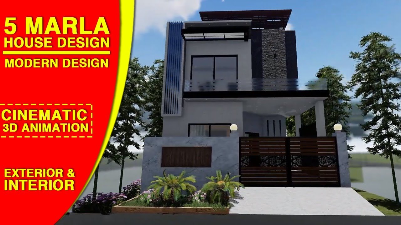 25 X 45 HOUSE DESIGN - 5 MARLA - 3 BEDROOM - MODERN DESIGN -EXTERIOR AND INTERIOR 3D ANIMATION