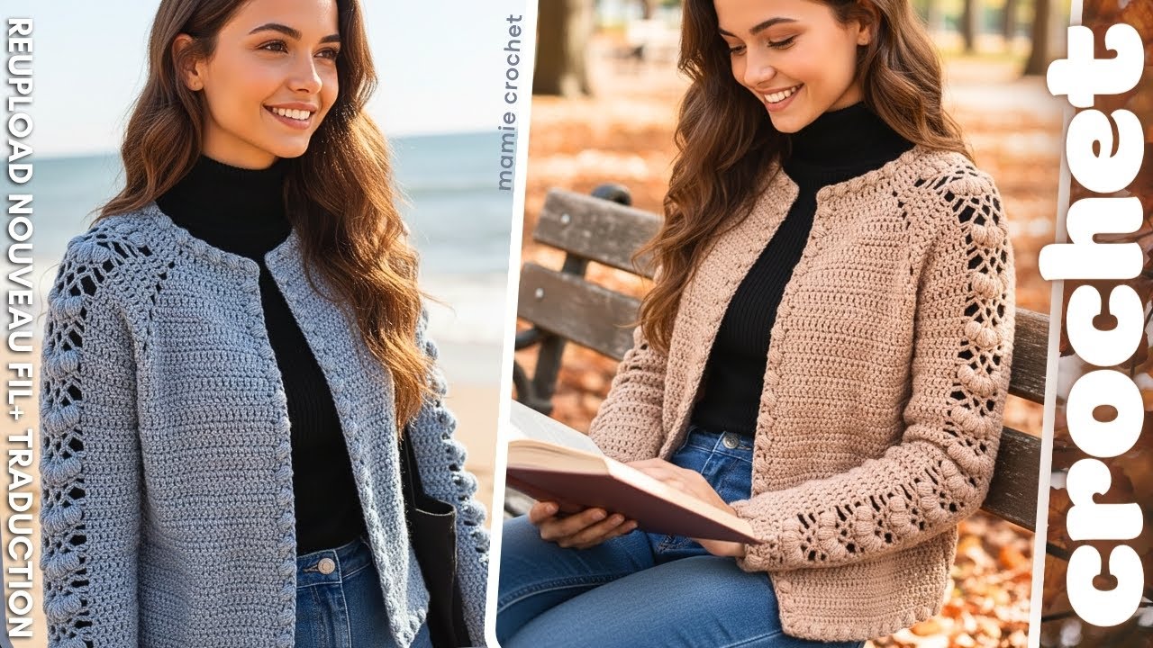 😍 VESTE MACHA , TUTO CROCHET DÉTAILLÉ + DIAGRAMME EN TT TAILLES + LES NOUVEAUX FILS 🧶 @MamieCrochet