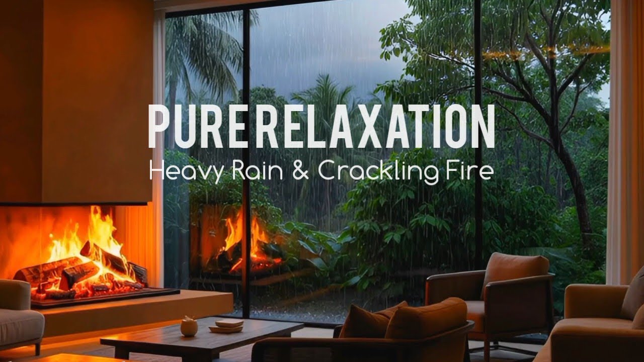 Cozy Rain & Fireplace Ambience for Stress Relief