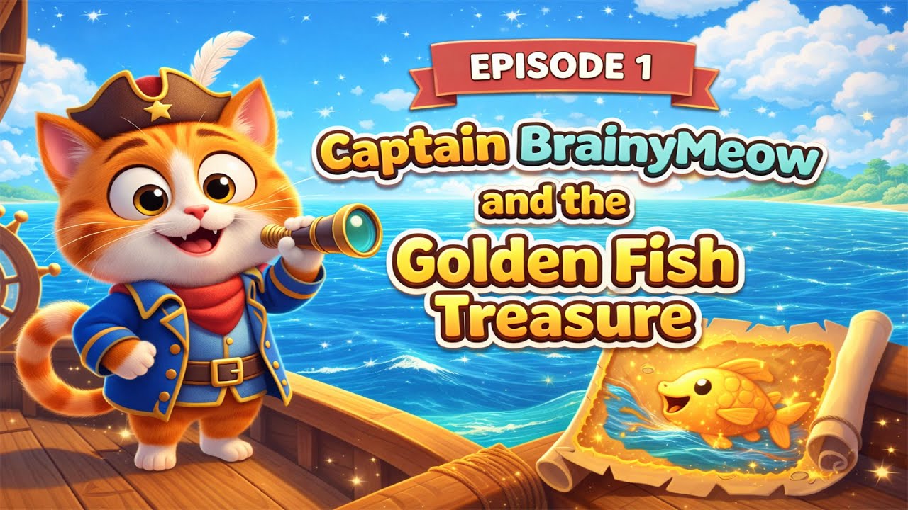 Captain BrainyMeow and the Golden Fish Treasure 🐱⚓ | Fun Kids Adventure Story | Episode 1