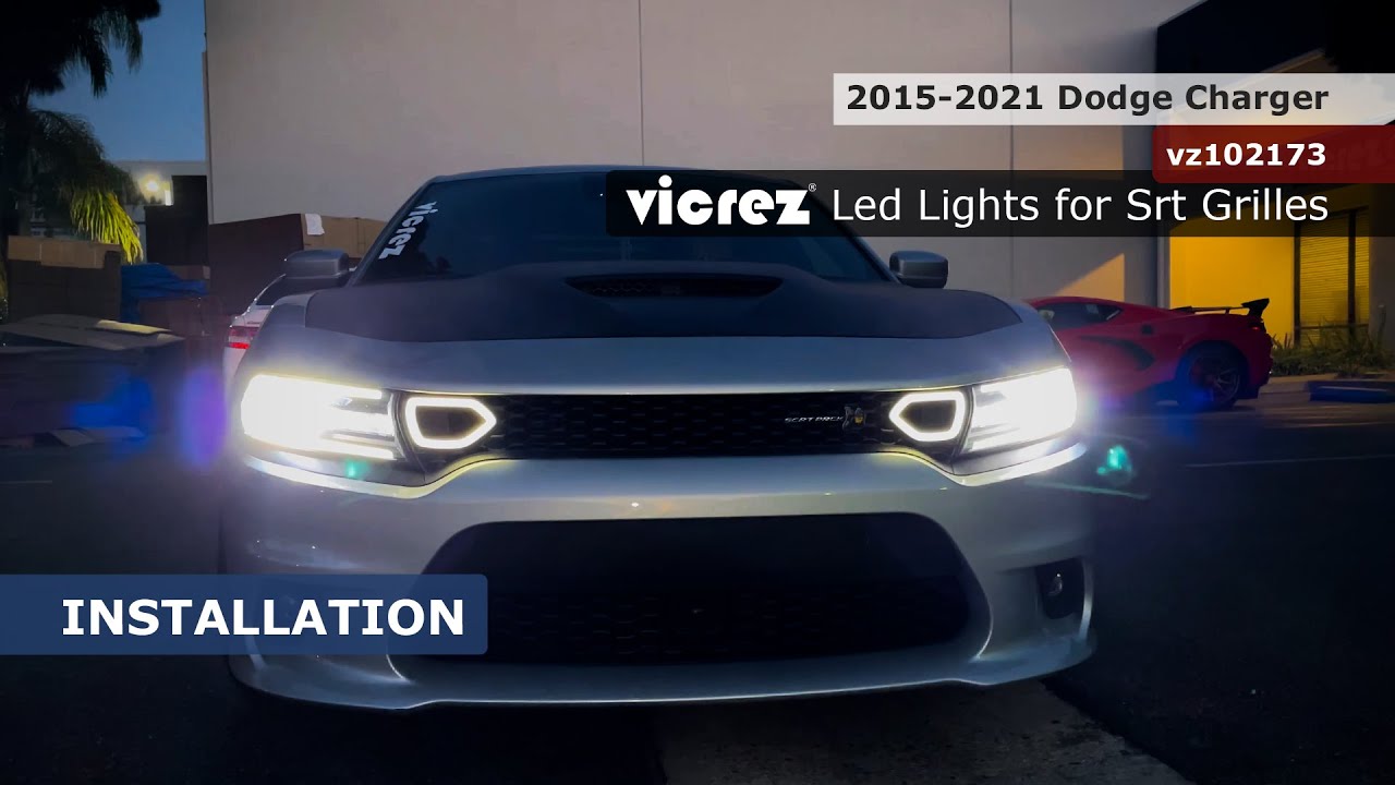 Светодиодные фонари Vicrez для решеток SRT vz102173 | Dodge Charger 2015-2021 | Установка