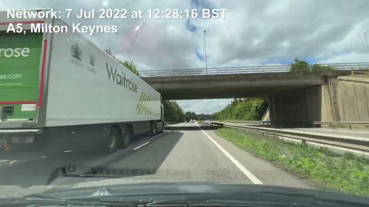 driving up the A5 at 60fps from Aspley woods