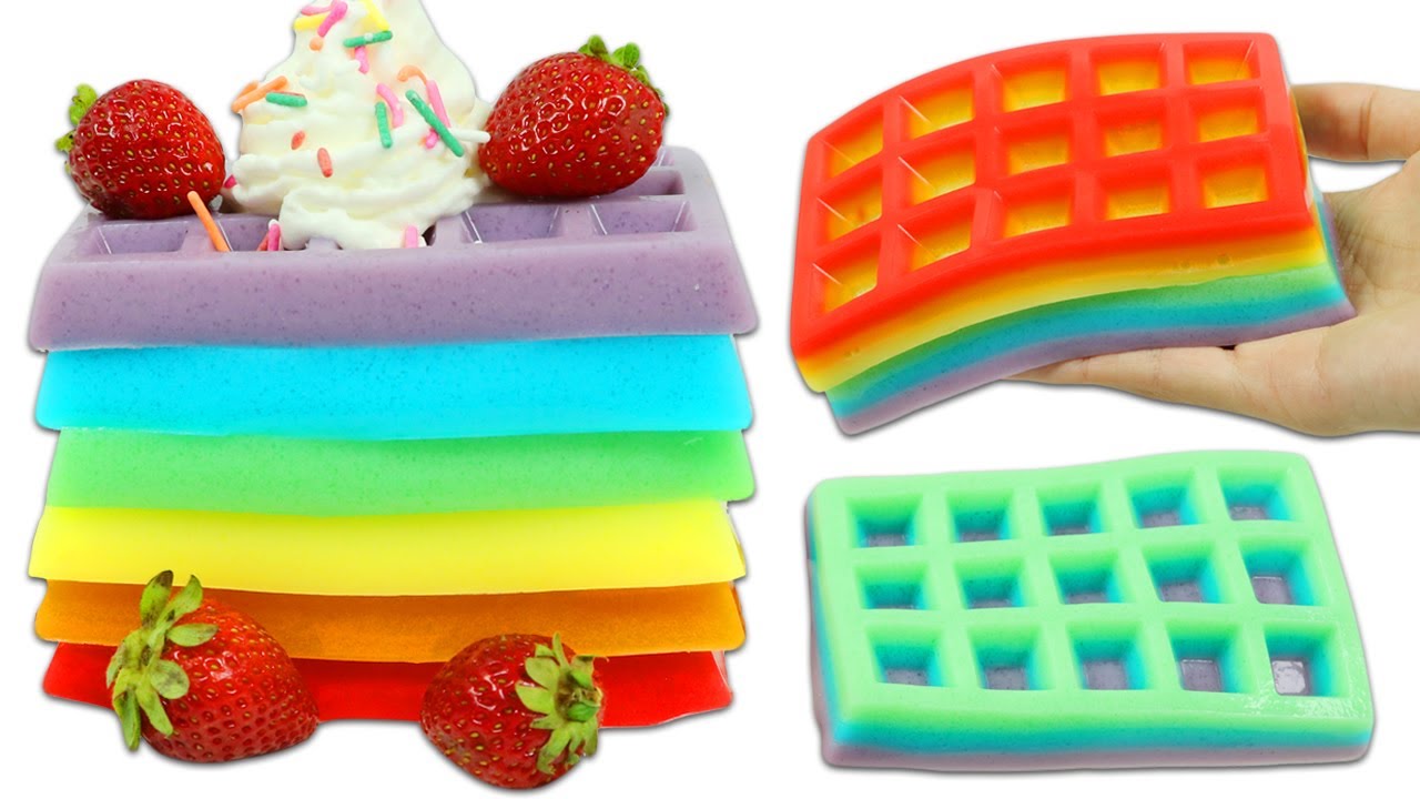 How to Make Satisfying Rainbow Gummy Waffles!