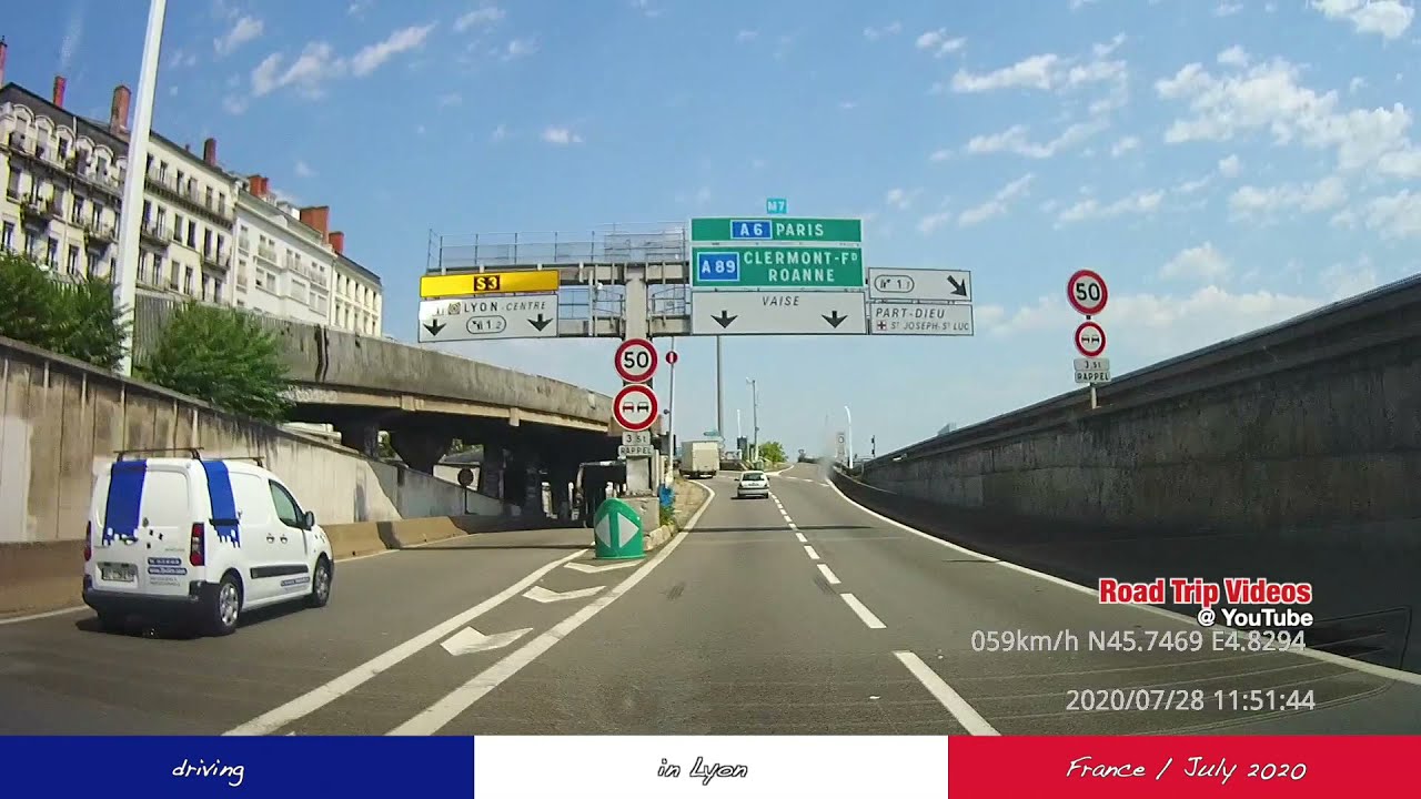 driving in the city of Lyon / France road trip