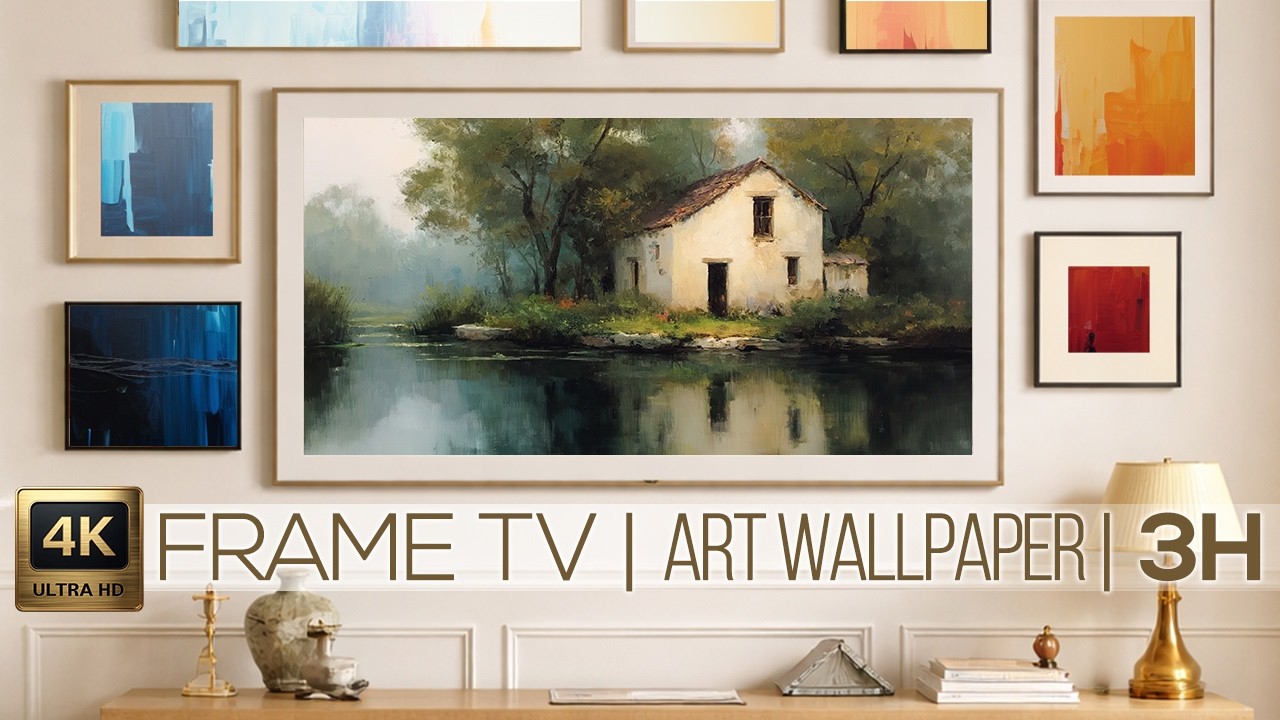 Tranquil Country House by the Water | Frame TV Art Wallpaper | European Landscape Art 4K