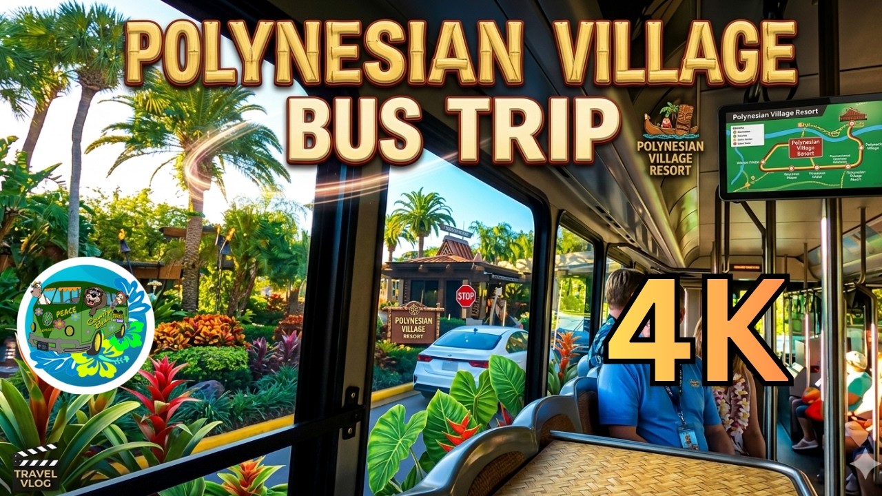 Disney bus ride to the Polynesian Village Resort For Dinner | 4K | Disney World 2023 #disney