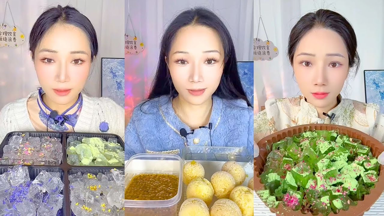 ASMR Colorful Ice Mukbang Eating Show | Satisfying Crunch & Relaxing Sounds | 