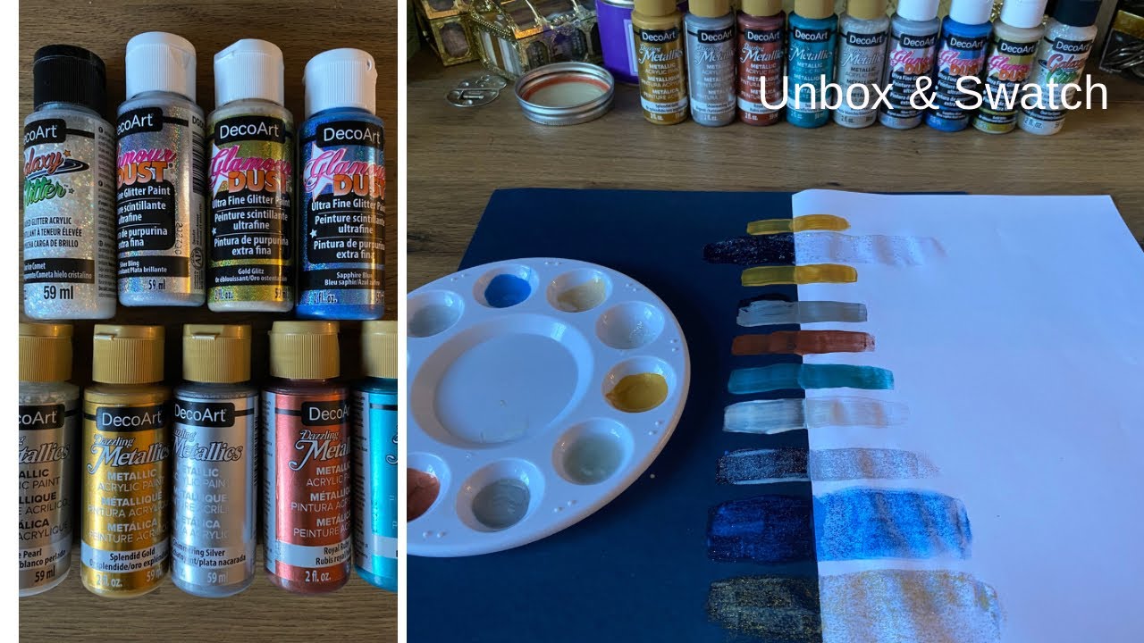 DECOART METALLIC, GLAMOUR DUST, GALAXY GLITTER - SWATCH TEST