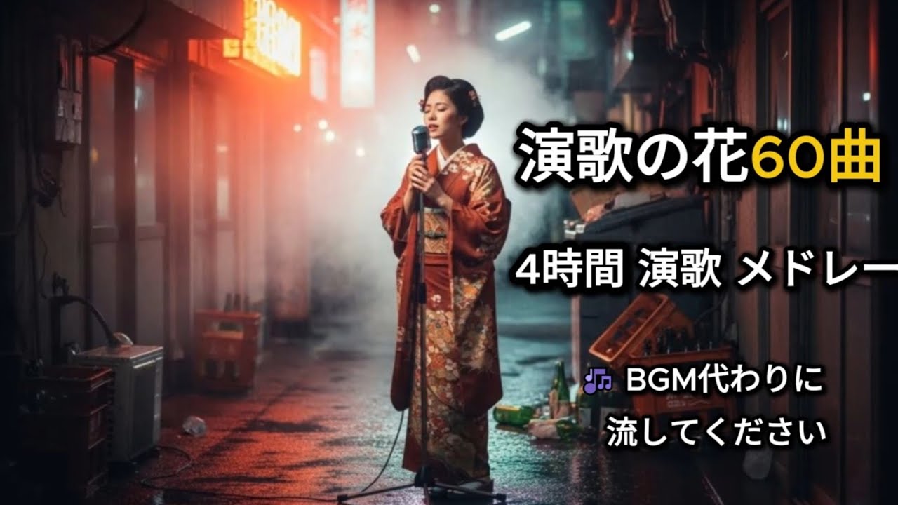 【4時間】演歌の花 60曲 厳選名曲｜情感あふれる しっとり演歌メドレー