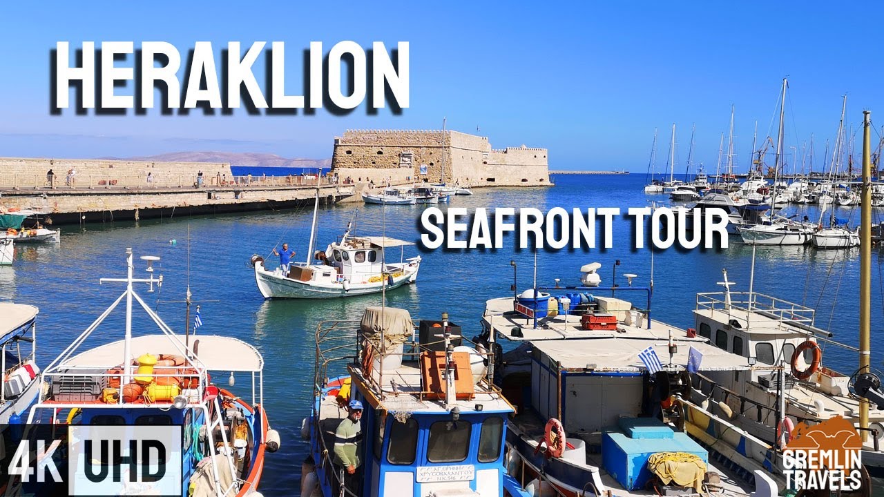 Heraklion, Greece 🇬🇷 - Seafront Walking Tour [4K]