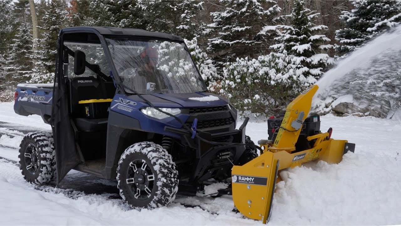 UTV Snowblower - Setup and test plowing icy snow