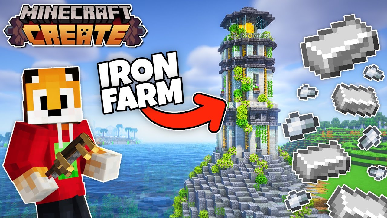 I built an AUTOMATIC IRON FARM in Minecraft Create Mod