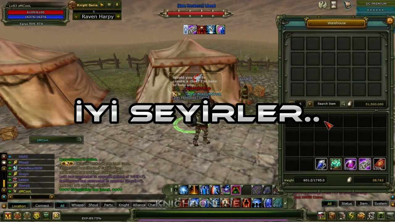 Solo İnt Priest 10 Saat Karus Eslant Raven Harpy Genie farm Knight Online 2023 g&uuml;ncel #knightonline