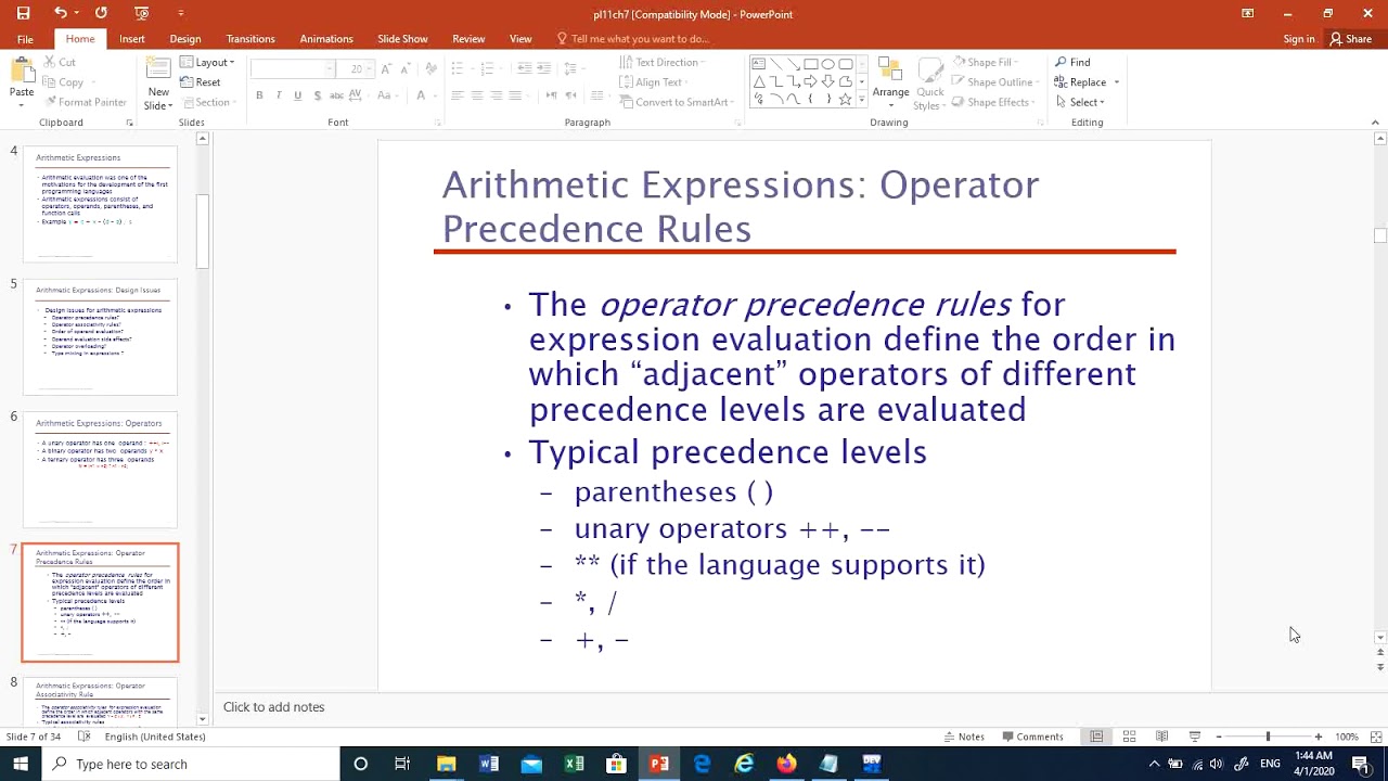 Expressions and  Assignment Statements