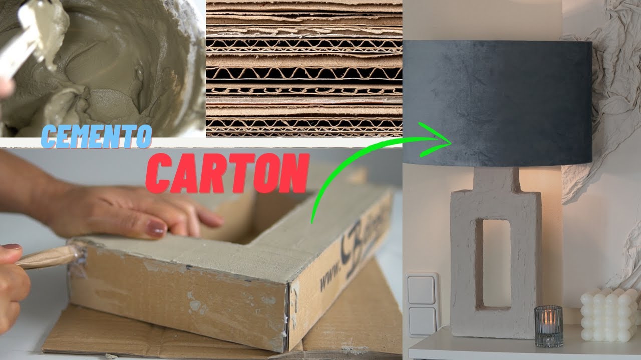 Hice una lampara de mesa con cartón y cemento | Como hacer una lampara de mesa | Diy cement crafts