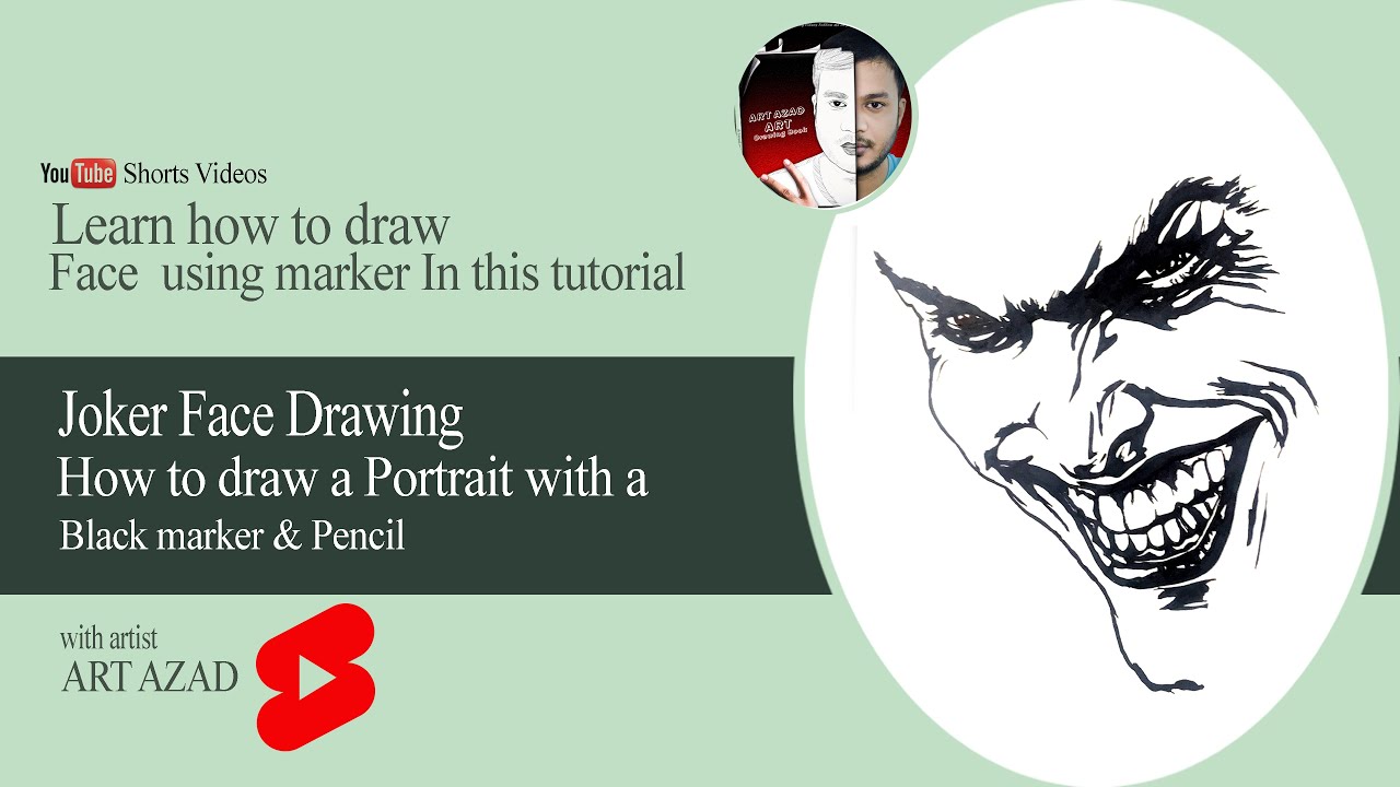 Joker Face Drawing 【stencil art】 Joker Face Mask Drawing #shorts  ▶ Art Azad