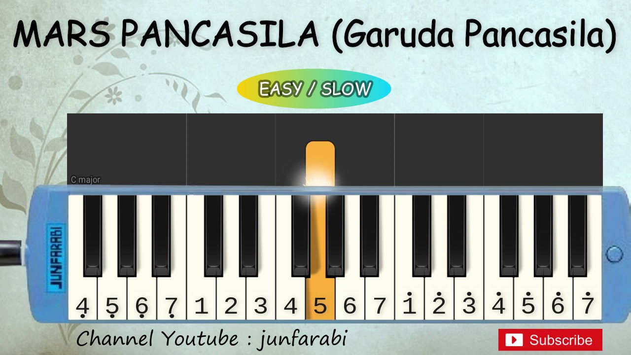 not pianika mars pancasila / garuda pancasila - latihan pianika slow