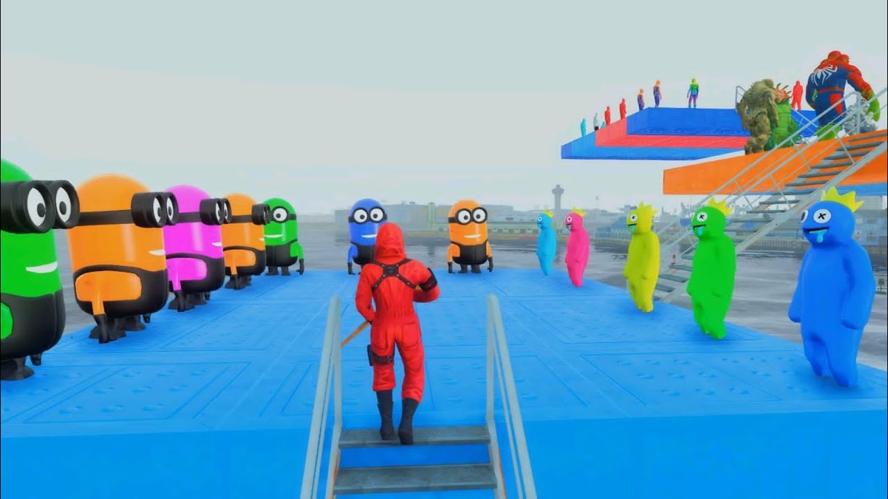 GTA 5 Epic Ragdolls RED SPIDERMAN VS RED MINION VS GREEN MINION (Euphoria Physics & Funny Fails)#6