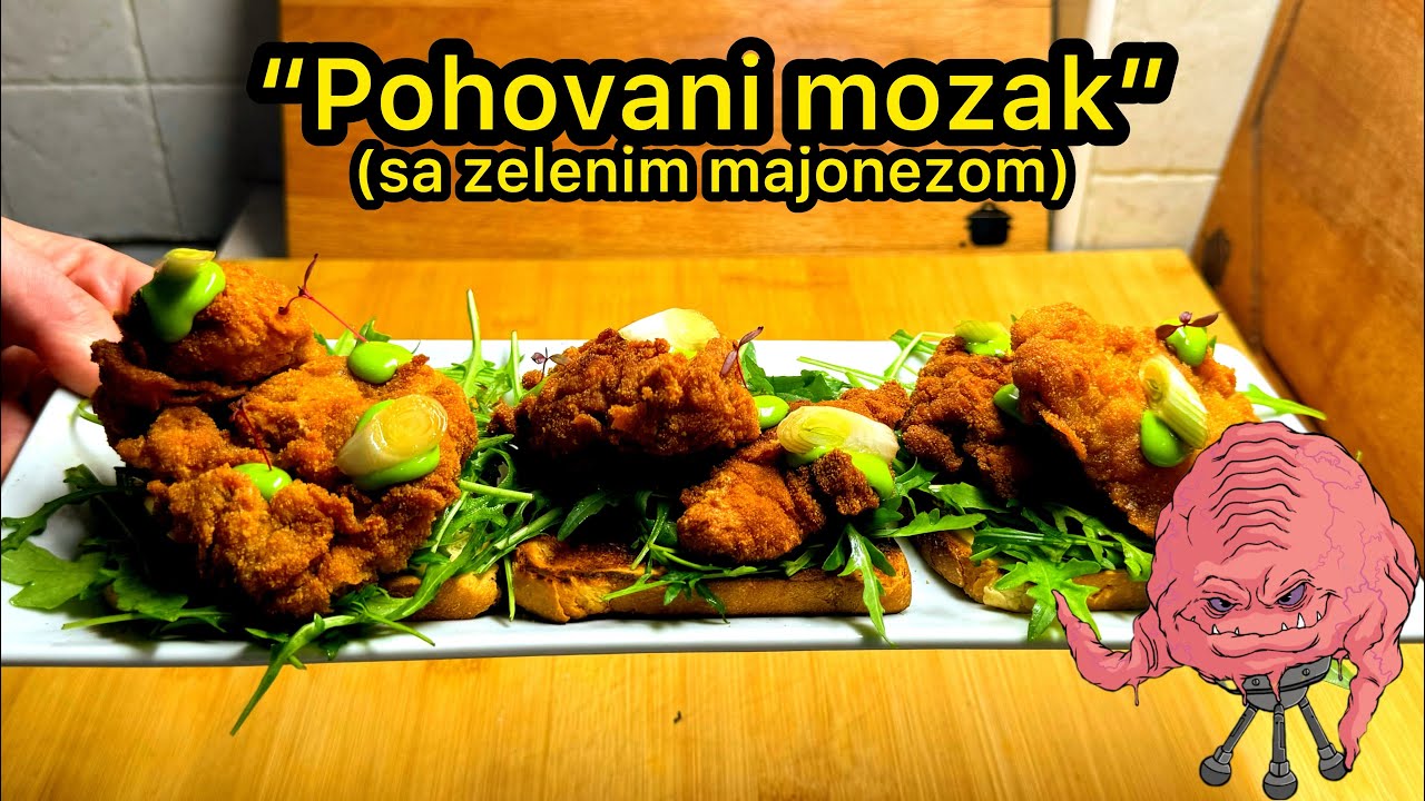 Pohovani mozak sa zelenim domacim majonezom od mladog luka i peršuna! ***EGZOTIKA ZA MALE PARE***