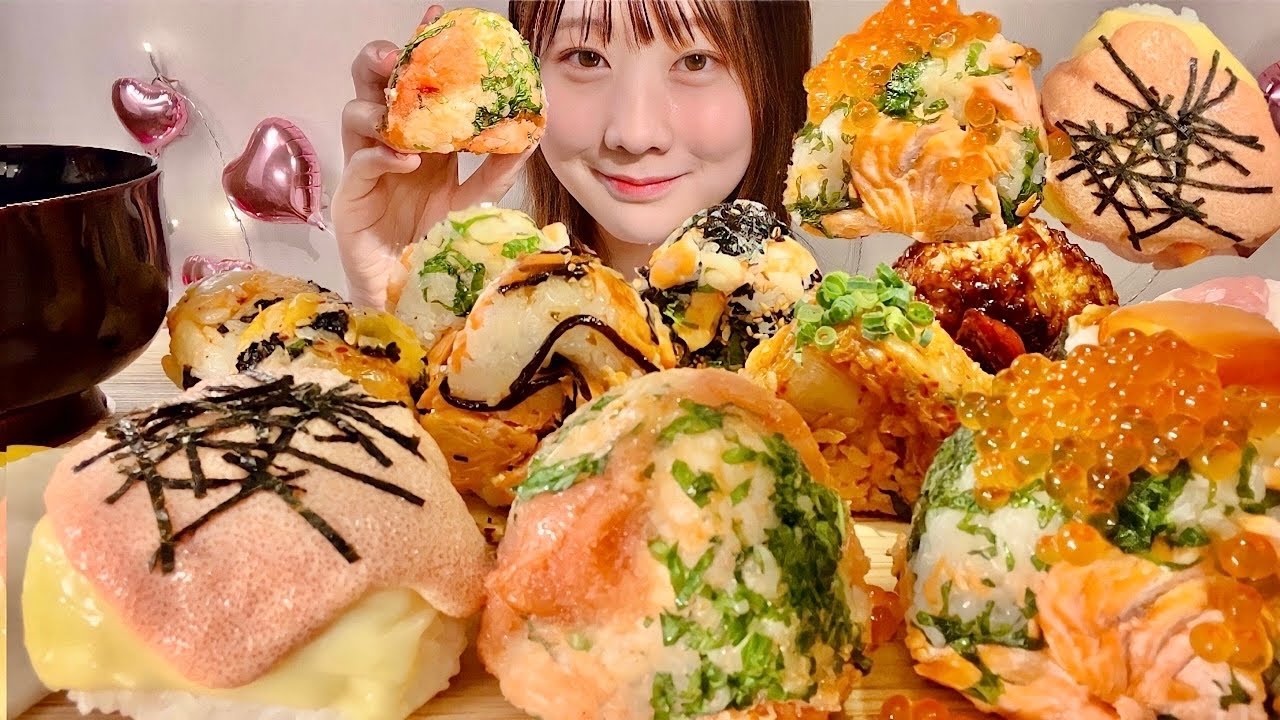 ASMR Различные рисовые шарики【русские субтитры】【Mukbang/ Eating Sounds】