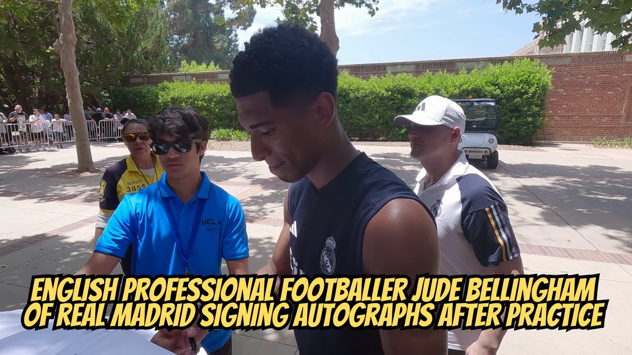 Real Madrid Jude Bellingham signing autographs.