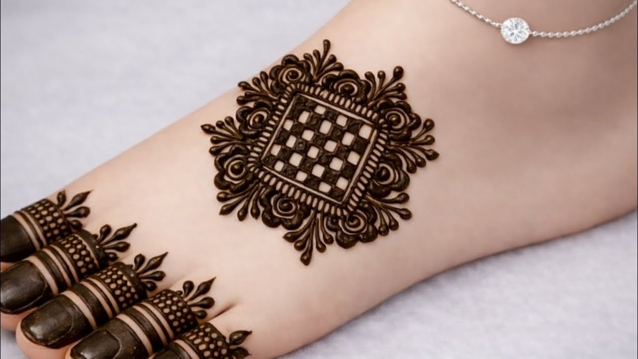 Very unique square feet mehndi design | mehndi design for feet | easy mehndi design 2026 |mehndi 