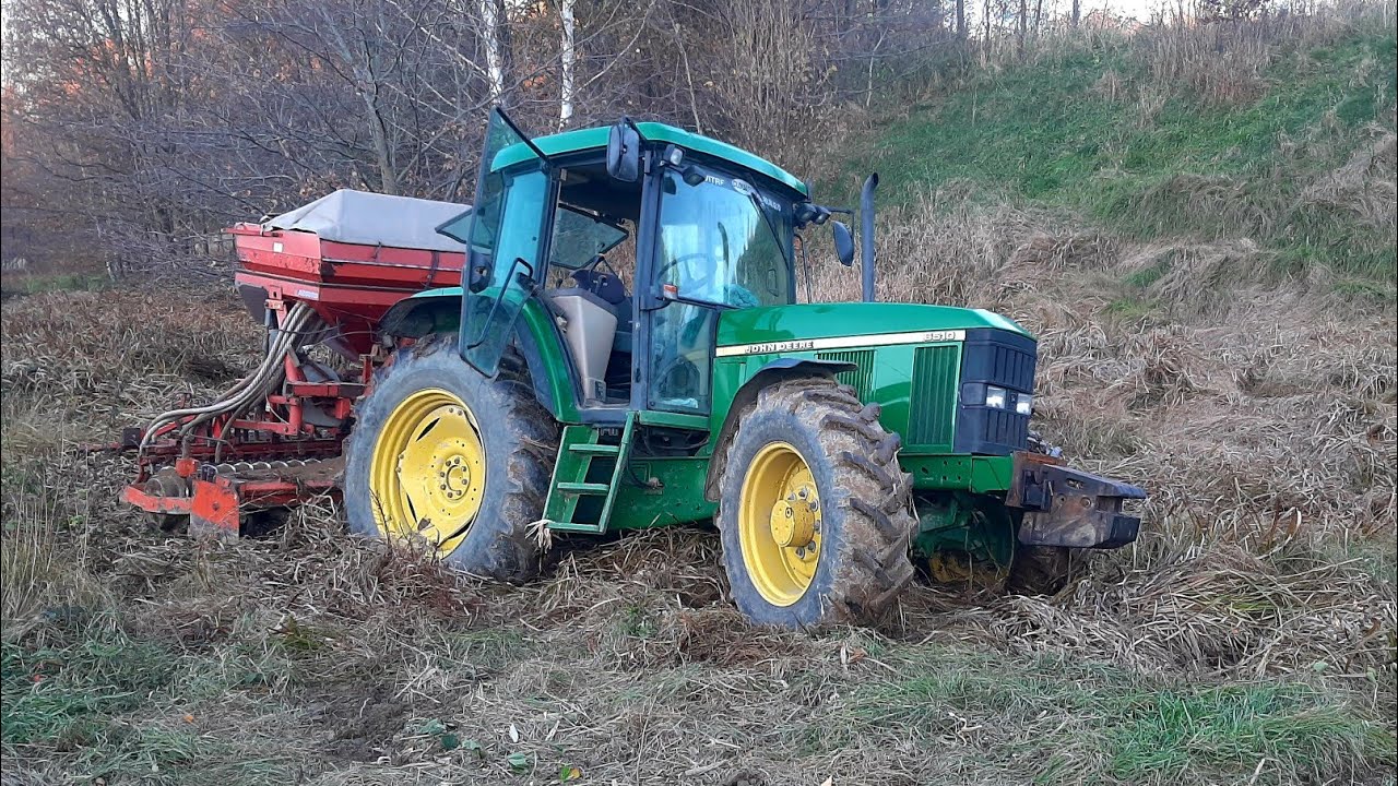 Siew pszenicy po kukurydzy - Wtopa John deere - wyciąga MF