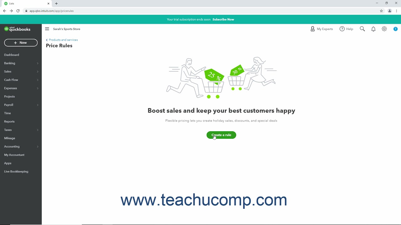 QuickBooks Online Tutorial Changing Item Prices and Using Price Rules Intuit Training