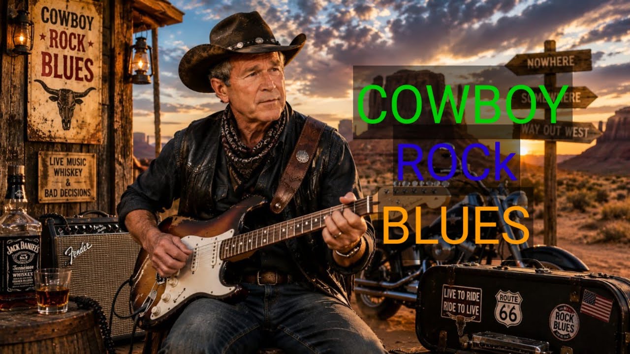 Relaxing Cowboy Blues 🎸 Whiskey Nights & Western Roads