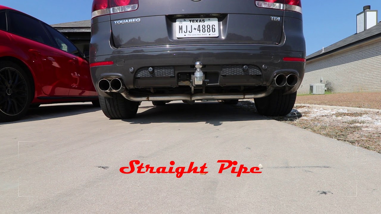 2010 VW Touareg before and after DPF delete. Stock exhaust vs Straight pipe