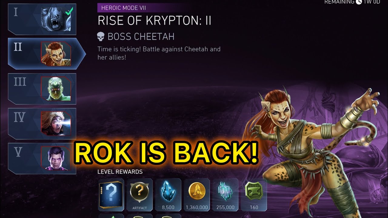 RISE OF KRYPTON IS BACK | BOSS GG & CHEETAH DOWN | REWARDS | INJUSTICE 2 MOBILE