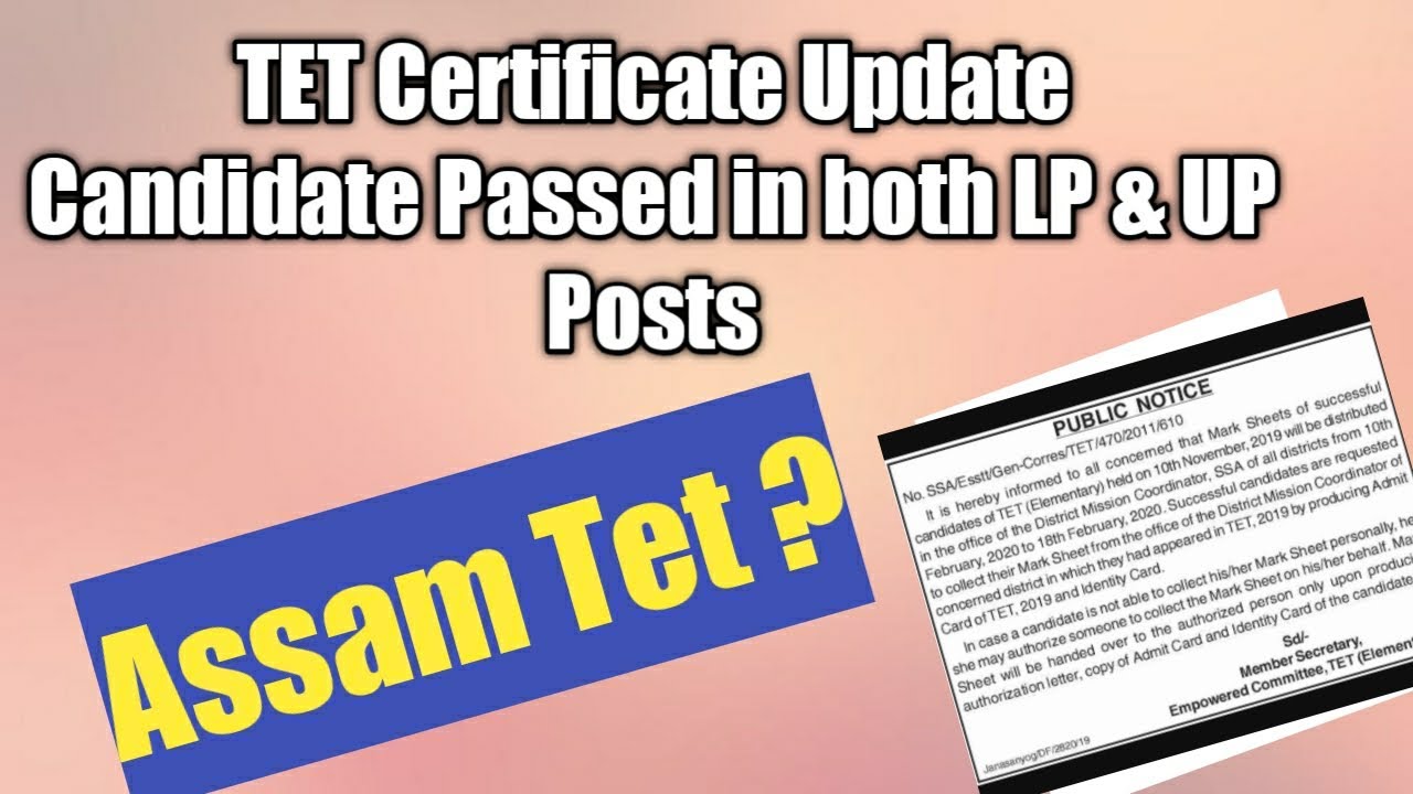 Assam TET Certificate 2020