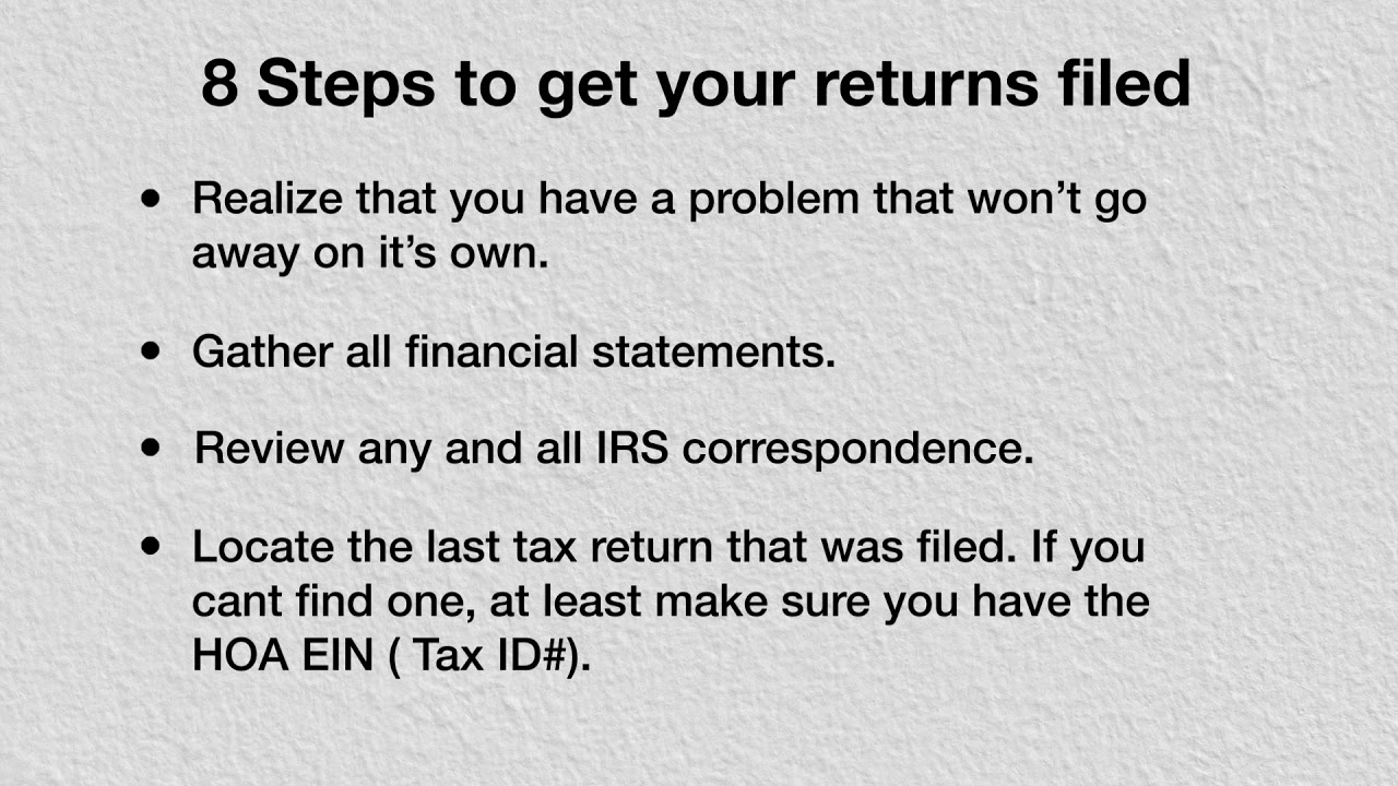 HOA Never Filed A Tax Return? The 8 Step Approach to Compliance