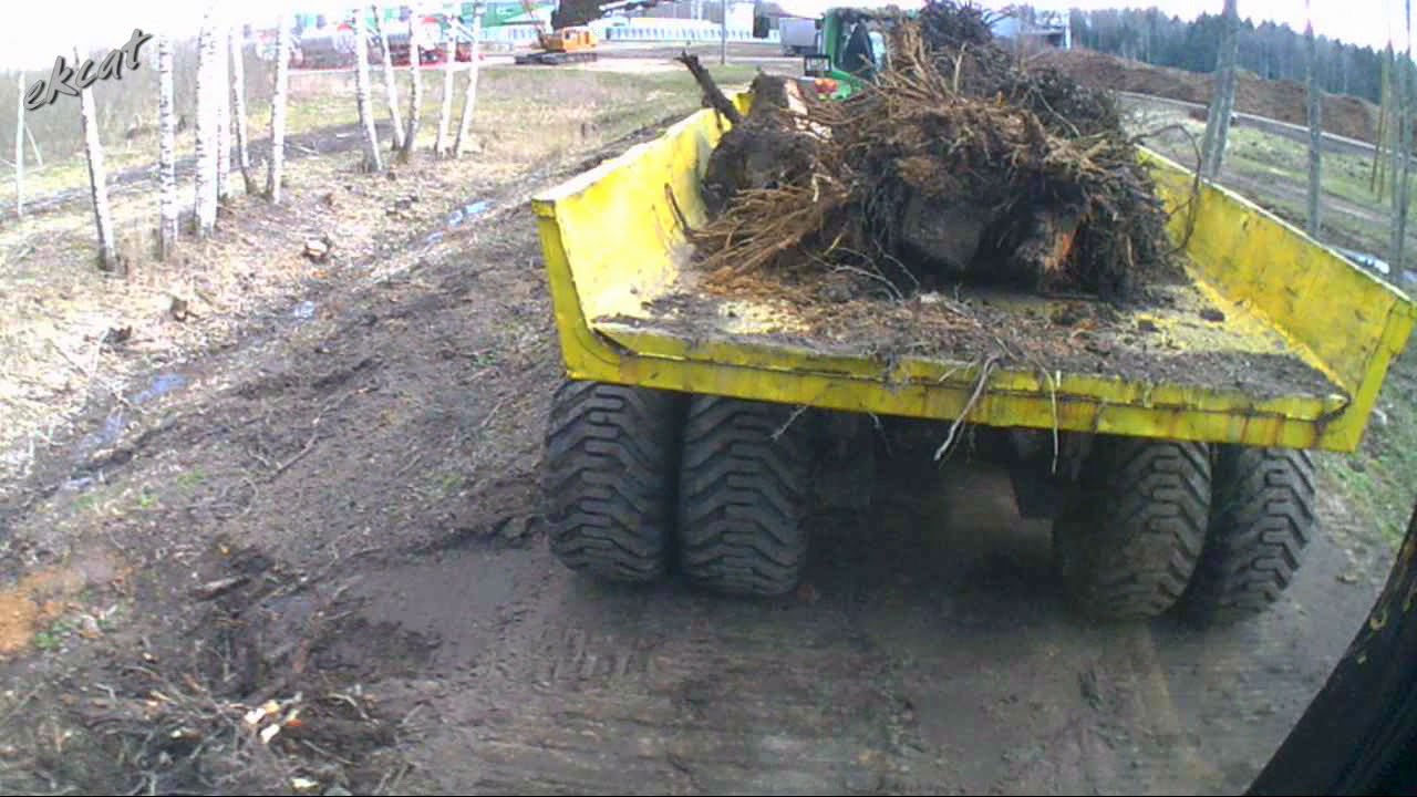 Корчевание пней придорожной канавы экскаватором Cat 312C Excavator Removing Stumps.