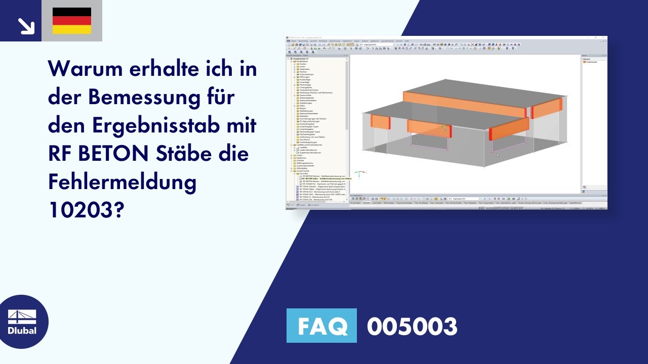 Warum erhalte ich in der Bemessung f&uuml;r den Ergebnisstab mit RF BETON St&auml;be die Fehlermeldung 10203?