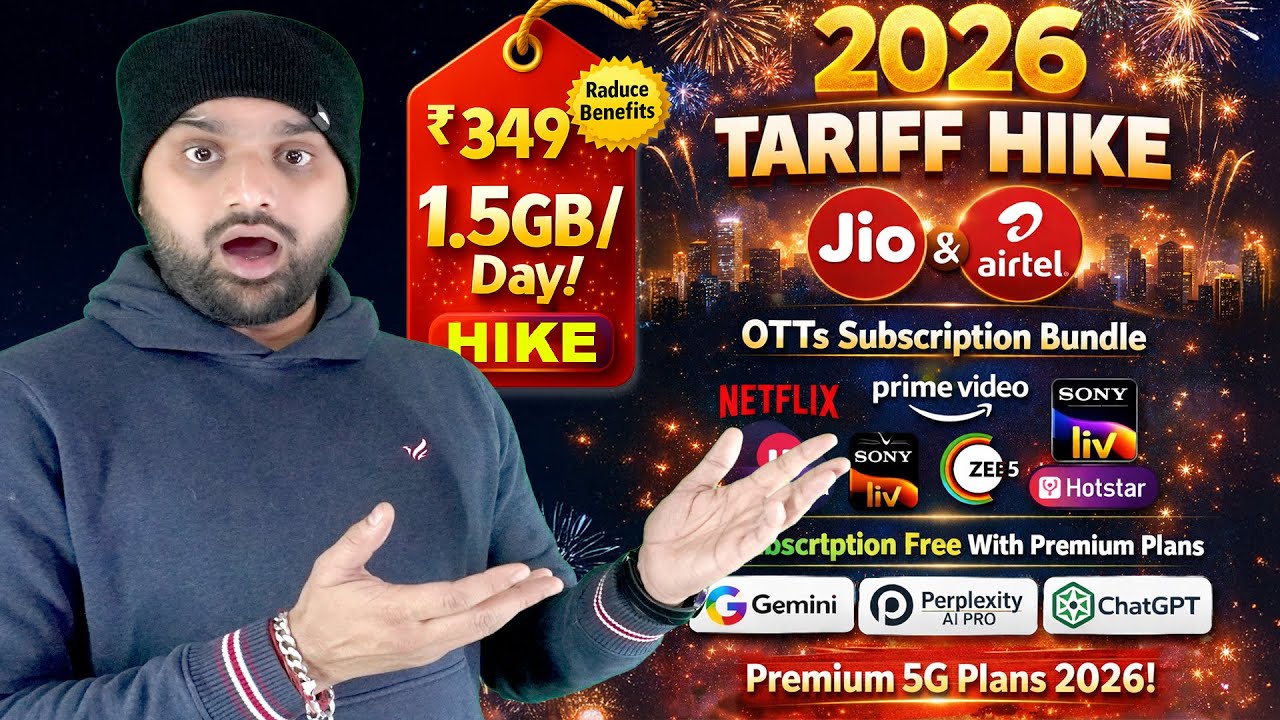 Tariff Hike 2026 में Jio & Airtel के नए Premium 5G Plans | OTT Bundles + AI Subscription बड़ा खुलासा