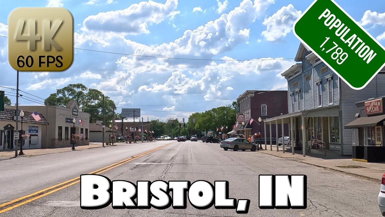 Driving Around Small Town Bristol, IN in 4k Video