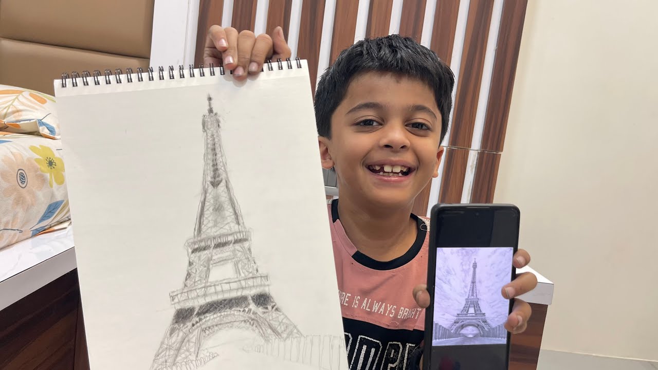 How to draw Eiffel Tower Step by Step | Easy Pencil Sketch #eiffeltowerdrawing #drawing