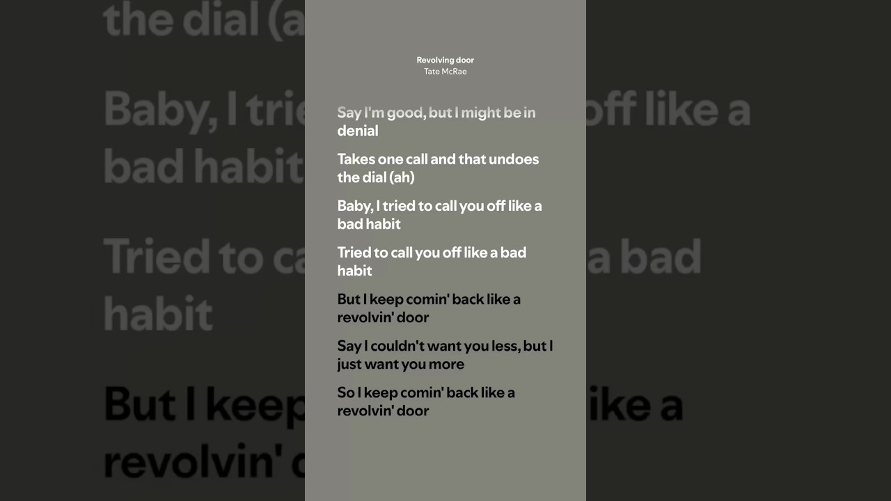 Revolving door - Tate McRae (Lyrics)