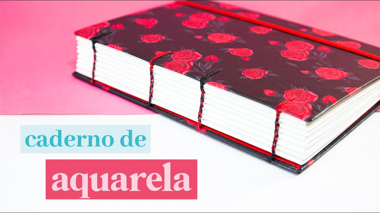 Caderno de AQUARELA personalizado, com costura COPTA DE 2 CORES