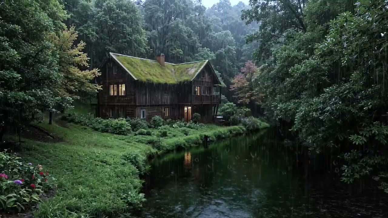 Heavy Night Rain in a Quiet Forest Cabin 🌧️ | Deep Sleep Sounds for Stress Relief