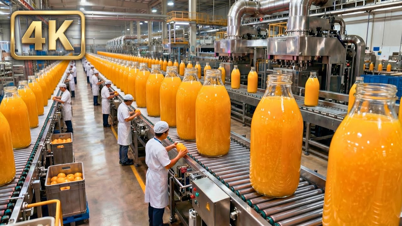 Inside a Modern Orange Juice Factory: From Fresh Oranges to Bottled Juice (Full Process)